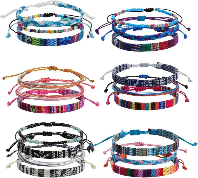Mannikesi Beach Bracelet Set for Men and Women, Surfer Men Bracelet, Braided Boho Summer Bracelets Adjustable Men's Bracelet Handmade Women Bracelet String Rope Ankle Bracelets Birthday Gift - Image 1